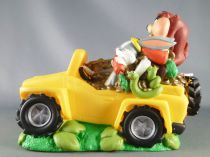 Looney Tunes - 18cm Bank 1998 Bullyland - Taz & Bugs Bunny Jeep Treasure 