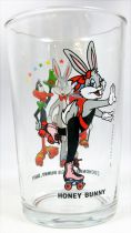 Looney Tunes - Amora Mustard Glass - Bugs Bunny, Porky Pig, Daffy Duck & Honey Bunny on rollerskates