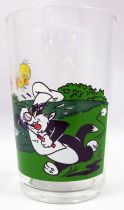 Looney Tunes - Amora Mustard Glass - Tweety & Sylvester : pursuit in the garden