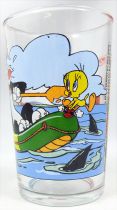 Looney Tunes - Amora Mustard Glass - Tweety Bird, Sylvester and the sharks