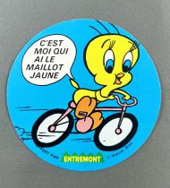 Looney Tunes - Autocollant Promotionnel Entremont - Titi : \ C\'est moi qui ai le maillot jaune\ 