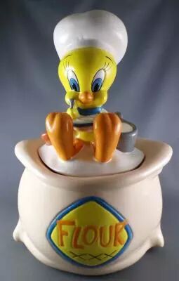 Looney Tunes - Cookie Jar Warner Bros 1997 - Titi Cuisinier Assis sur un Sac de Farine 33cm