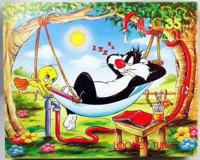 Looney Tunes - Puzzle 35 pi�ces \  La sieste de Titi et Grosminet\  - MB (ref.3512.28)