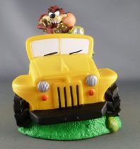 Looney Tunes - Tirelire 18cm Bullyland 1998 - Taz & Bugs Bunny Jeep Trésor 