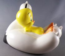 Looney Tunes - Warner Avenue of the Stars Ceramic Coin Bank - Tweety Rests in the clutches of Sylvester