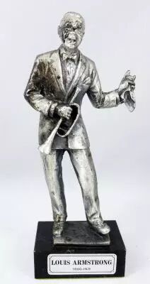 Louis Armstrong - Statue en m�tal inject� 16cm - Daviland France 1978