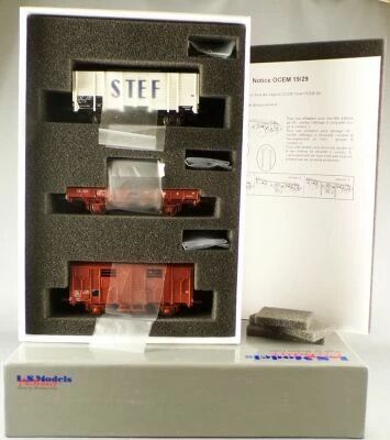 Ls Models 30259 Sncf Coffret 3 Wagons Ocem 19/29 Isotherme Plat Couvert Epoque IV Neuf Boite