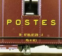 Ls Models 40432 Ho Sncf Voiture Ocem PTT PEz Brun Y24 Marquages Postes Epoque IV Neuve B