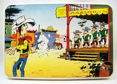 Lucky Luke - Boite � biscuit en m�tal Massily 1985 - Lucky Luke et les Daltons