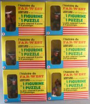 Lucky Luke - Complete Set of 6 Brabo Figures + Puzzles - Mint in Box