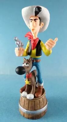 Lucky Luke - Figurine PVC Pi�ce de Jeu d\'Echecs Plastoy - Lucky Luke et Rantanplan sur un Tonneau