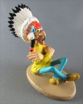 Lucky Luke - Figurine résine Atlas / Leblon - Chef Indien Assis Canyon Apache