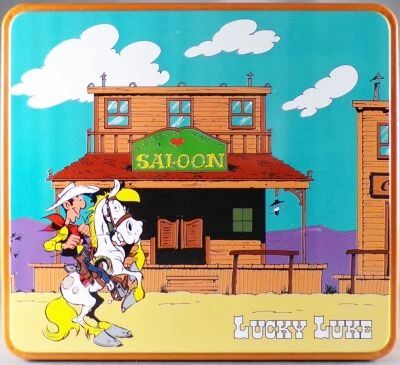 Lucky Luke - Massily Tin Square Cookie Box - Queen of Heart Saloon