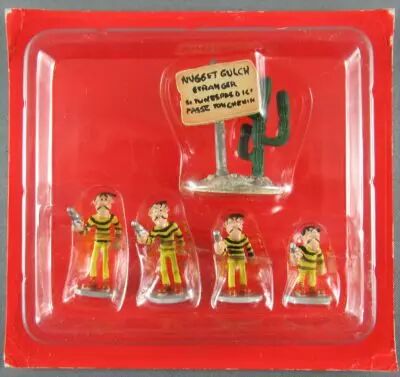 Lucky Luke - Plastoy Editions Atlas - Village M�tal - Les Daltons en Bagnard & Panneau d\'entr�e Nugget Gulch