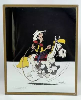 Lucky Luke - Vintage Printed Mirror 10\ x8\  - Luke on Jolly Jumper - Dargaud 1983