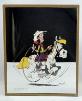 Lucky Luke - Vintage Printed Mirror 10\ x8\  - Luke on Jolly Jumper - Dargaud 1983