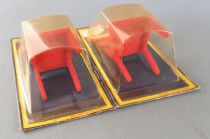 Lundby of Sweden # 3125 - Red Rustic Kitchen 2 x Wooden Chairs Blue Fabrics Dolls House Mint on Card