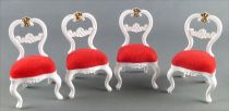 Lundby of Sweden - 4 x White Wooden Chairs with Red Fabric + Table Dolls House Furniture