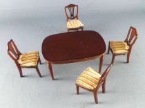 Lundby of Sweden # 4350 - Royal Dining Room Wooden Table + 4 Chairs Dolls House Furniture