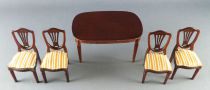 Lundby of Sweden # 4350 - Royal Dining Room Wooden Table + 4 Chairs Dolls House Furniture