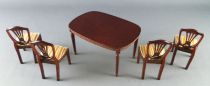 Lundby of Sweden # 4350 - Royal Dining Room Wooden Table + 4 Chairs Dolls House Furniture