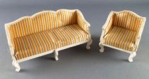 Lundby of Sweden # 4830 4831- Royal Fabric Sofa & Armchair Dolls House Furniture