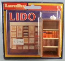 Lundby of Sweden # 5350 - Wooden Library Unit with Books and Ornament Lido Series Dolls House Furniture Mint on Cerd
