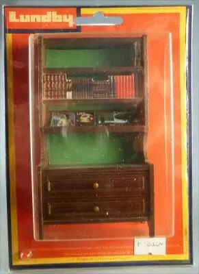 Lundby of Sweden # 5386 - Wooden Library Furniture with Books Dolls House Furniture Mint on Cerd