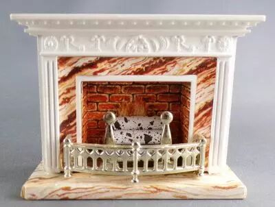 Lundby of Sweden # 5772 - White Wooden Fire PLace Chimney without Lighting Dolls House Furniture