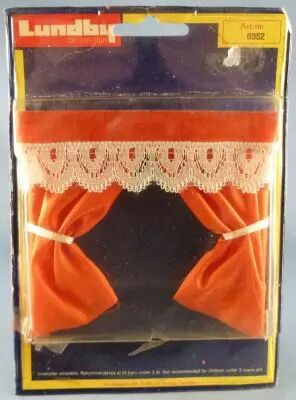 Lundby of Sweden # 6352 - Orange Curtains Dolls House Furniture Mint on Card