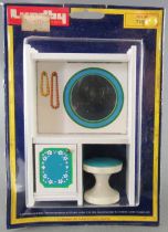 Lundby of Sweden # 7180 - Blue Heaven Sleeping Room Vanity Unit with Miror and Seat Dolls House Furniture Mint on Card