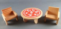 Lundby of Sweden # 7503 - Child Room Table & 2 Wooden Chairs Dolls House Furniture