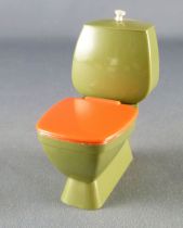 Lundby of Sweden # 8830 - Green & Orange Toilet for  Wall Green Ceramic Dolls House Furniture