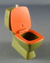 Lundby of Sweden # 8830 - Green & Orange Toilet for  Wall Green Ceramic Dolls House Furniture