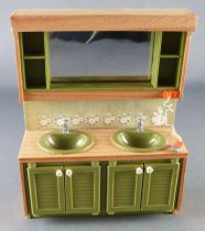 Lundby of Sweden # 8832 - Bathroom Lightenable Wash Bowl Wall Green Ceramic Dolls House Furniture