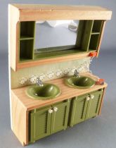 Lundby of Sweden # 8832 - Bathroom Lightenable Wash Bowl Wall Green Ceramic Dolls House Furniture