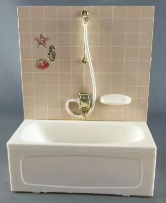 Lundby of Sweden - Bath Wall Cream Color Ceramic Dolls House Furniture