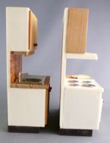Lundby of Sweden - Cook Unit + Sink Unit Orange Ceramic Wall Dolls House Furniture
