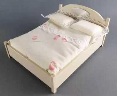Lundby of Sweden - Sleeping Room Wooden Large Bed Dolls House Furniture