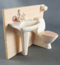 Lundby of Sweden - WC & Lavabo Blancs Murs Carreaux Crème Maison de Poupées