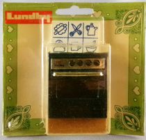 Lundby of Sweden 1501 - Cuisinière & Four Carrelage Blanc Motifs Naifs Neuf Blister Maison de Poupées