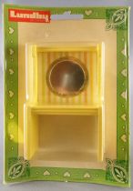 Lundby of Sweden 1507 - Coiffeuse avec Miroir Tissus Blanc Rayé Jaune Neuf Blister Maison de Poupées