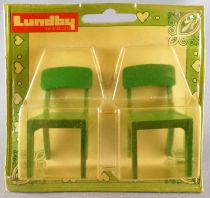 Lundby of Sweden Réf 1505 - 2 Chaises Cuisine Vertes Neuf Blister Maison de Poupées