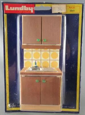 Lundby of Sweden R�f 2541 - Cuisine Continentale Jaune Evier Meuble & Placard Maison de Poup�es Neuf Blister