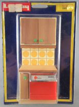 Lundby of Sweden Réf 2551 - Cuisine Continentale Jaune Lave Vaisselle Meuble Maison de Poupées Neuf Blister