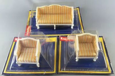 Lundby of Sweden R�f 4380 4381 - Salon Royal Canap� & 2 Fauteuils Maison de Poup�es Neuf Blister
