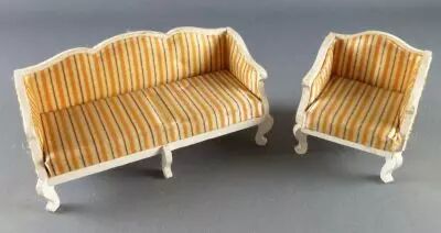 Lundby of Sweden R�f 4830 4831 - Canap� & Fauteuil Royal Tissus Salon Maison de Poup�es