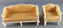 Lundby of Sweden Réf 4830 4831 - Canapé & Fauteuil Royal Tissus Salon Maison de Poupées