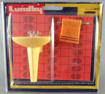 Lundby of Sweden R�f 8842 - Lavabo Mur Carreaux Rouges Maison de Poup�es Neuf Blister