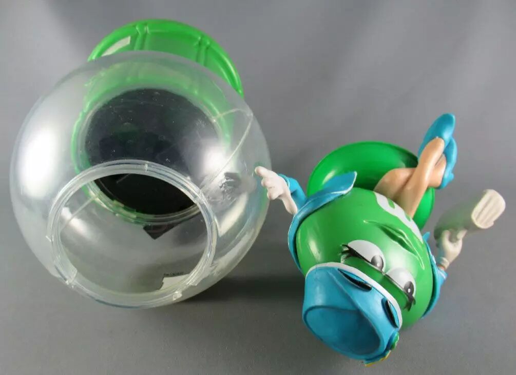 M&M's Candy Dispenser Green as Stewardess on Counter Top Dispenser